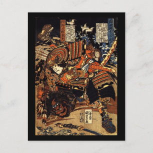 Samurai im Kampf, um die 1800er Jahre Postkarte