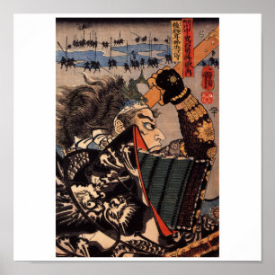 Samurai im Krieg. Schöne Drachenrüstung. 1800 Poster