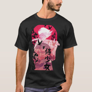 Samurai in der Silhouette des Mondes T-Shirt