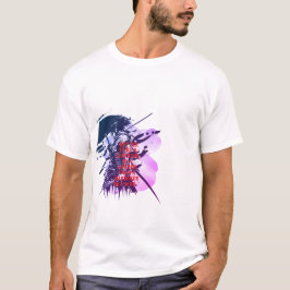 Samurai Ink Art T-Shirt-Double Sided Blue & Green T-Shirt