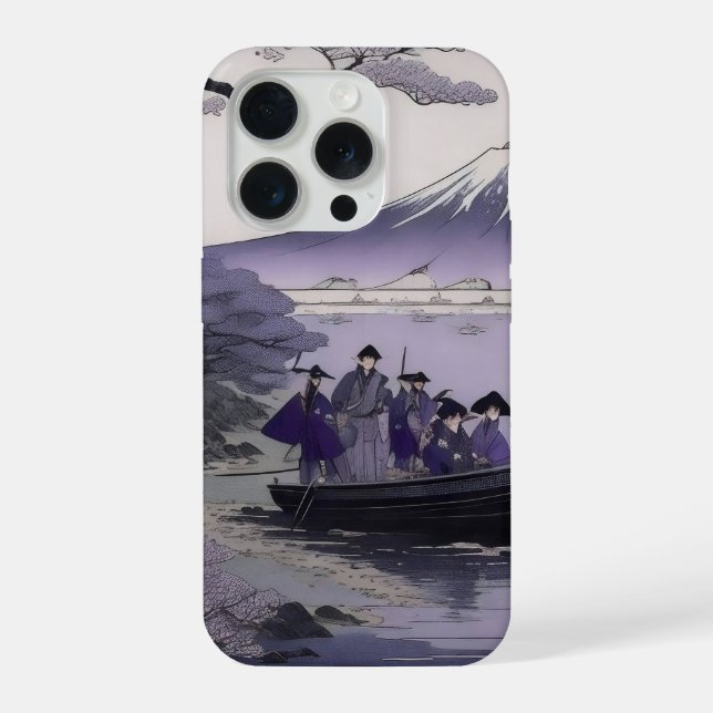 Samurai-iPhone-15-Case-Mount-Fuji-Japanische-Kunst iPhone Hülle (Rückseite)