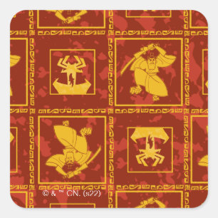 Samurai Jack & Aku Golden Silhouette Muster Quadratischer Aufkleber