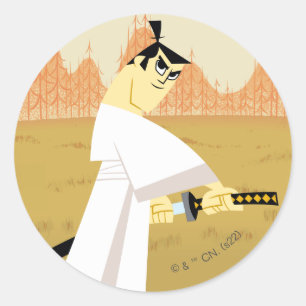 Samurai Jack Drawing Sword Runder Aufkleber