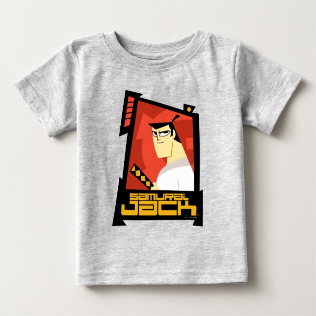 Samurai Jack lächelt futuristische Rahmen Grafik Baby T-shirt (Vorderseite)