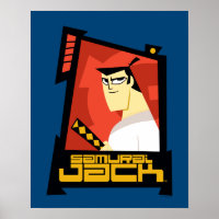 Samurai Jack lächelt futuristische Rahmen Grafik