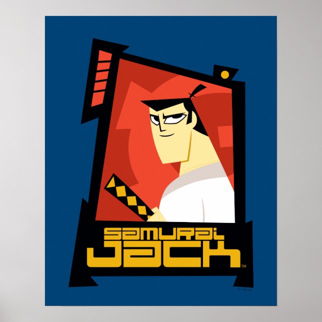 Samurai Jack lächelt futuristische Rahmen Grafik Poster (Vorne)