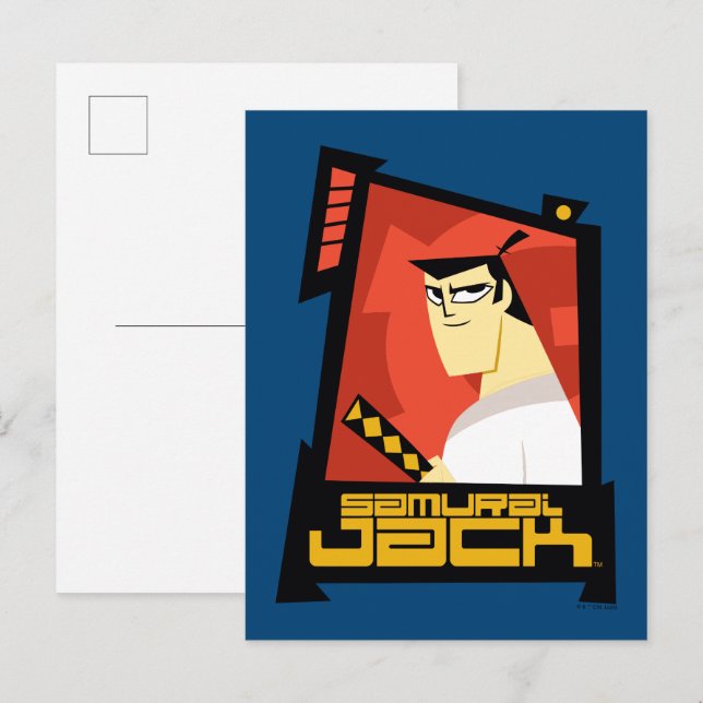 Samurai Jack lächelt futuristische Rahmen Grafik Postkarte (Vorne/Hinten)