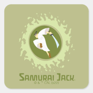 Samurai Jack Leaping Graphic Quadratischer Aufkleber
