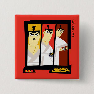 Samurai Jack-Zeichen Tri-Panel-Futuristikrahmen Button