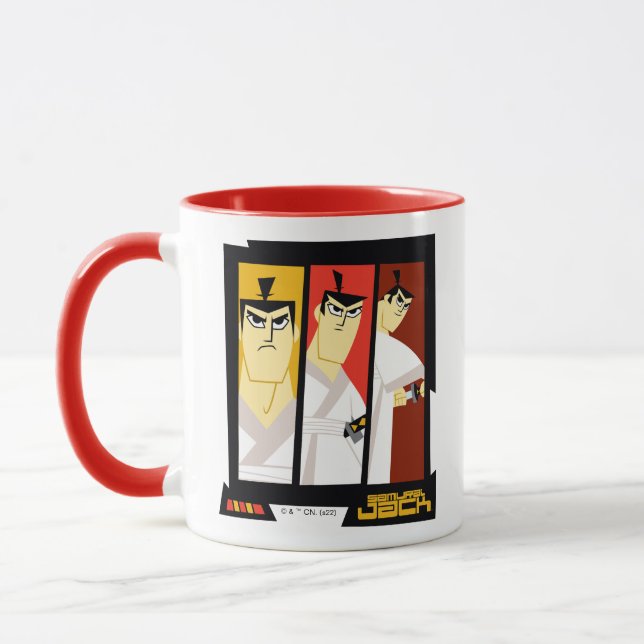 Samurai Jack-Zeichen Tri-Panel-Futuristikrahmen Tasse (Links)