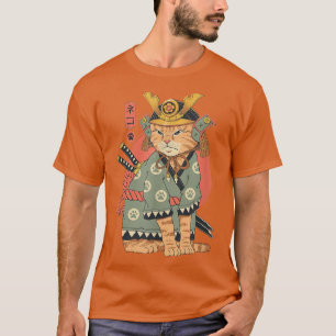 Samurai Japanisch Cat Bushido Katana Vintage Gesch T-Shirt