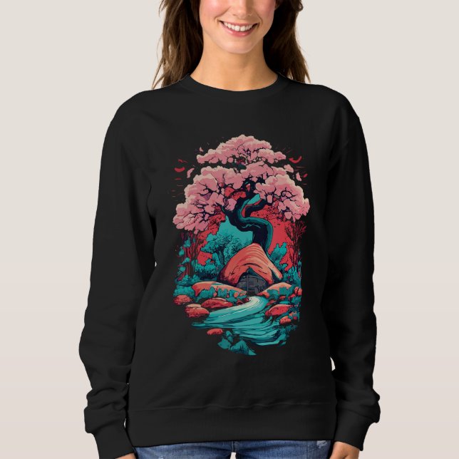 Samurai japanische Art Cherry Blossom Sakura Grafi Sweatshirt (Vorderseite)