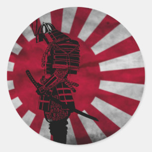 Samurai japanische Flagge Runder Aufkleber