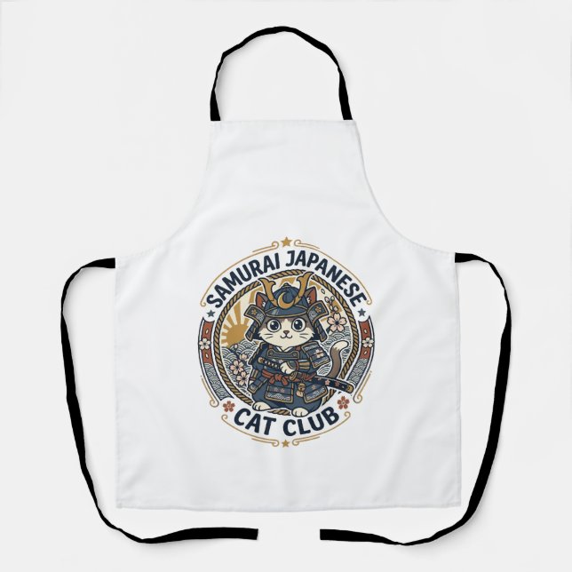 Samurai Japanische Katze POD Vektorkunst - Samurai Schürze (Vorderseite)