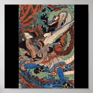 Samurai, japanische Malerei c. 1800 Poster