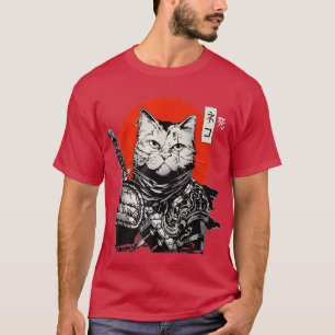Samurai japanischer Cat Bushido Warrior, Katana Sw T-Shirt