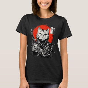 Samurai Japanischer Cat Bushido Warrior Katana Swo T-Shirt