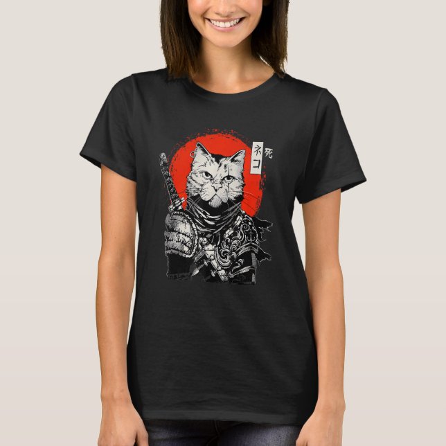 Samurai Japanischer Cat Bushido Warrior Katana Swo T-Shirt (Vorderseite)