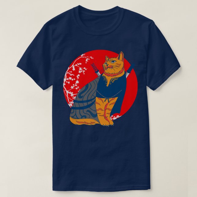 Samurai japanischer Kampfkat Kampfkünste Samurai  T-Shirt (Design vorne)