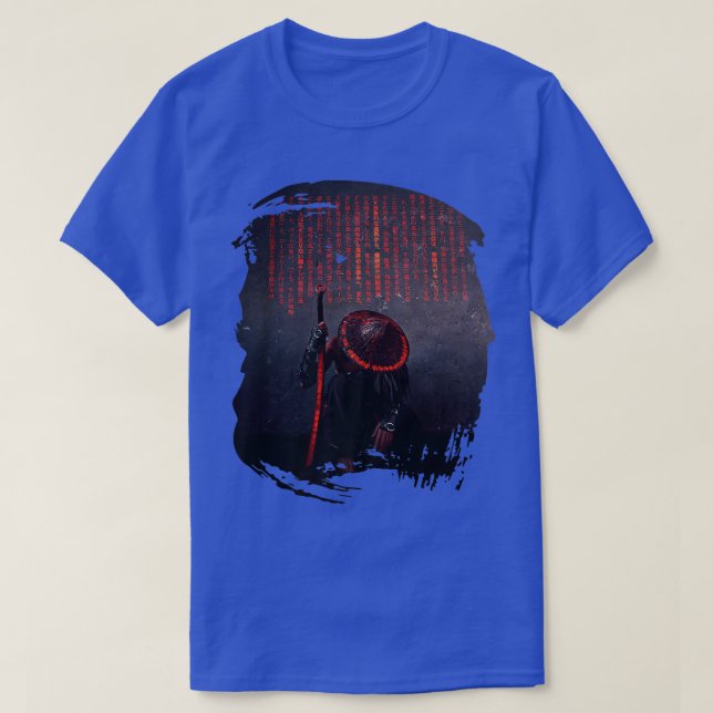 Samurai japanischer Krieger mit Schwertkartographi T-Shirt (Design vorne)
