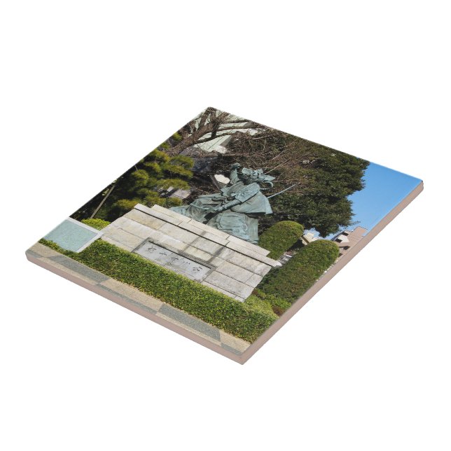 Samurai Kamakura Gongoro Kagemasa Kabuki Statue Fliese (Seite)