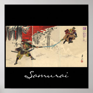 Samurai-Kampf im Schnee um 1890 Poster
