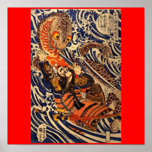 Samurai kämpft gegen große Reptilien, etwa in den  Poster