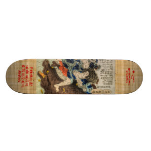Samurai kämpft mythologisches Tier Skateboard