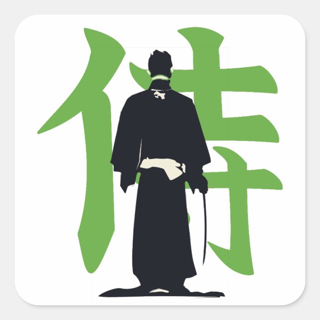 Samurai-Kanji-Aufkleber Quadratischer Aufkleber (Vorderseite)