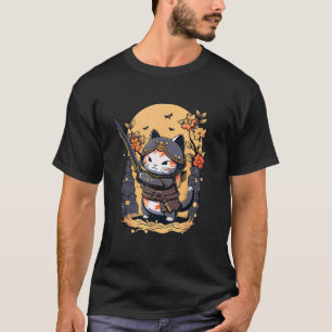 Samurai-Kätzchen, Ninja-Katzenkrieger, Retro-Japan T-Shirt