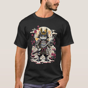 Samurai-Katze Anime Kawaii Japanische Krieger Katz T-Shirt