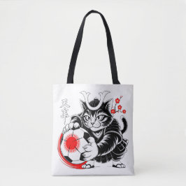 Samurai-Katze-Fußball-Einkaufstasche für den tägli