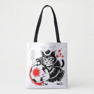 Samurai-Katze-Fußball-Einkaufstasche für den tägli