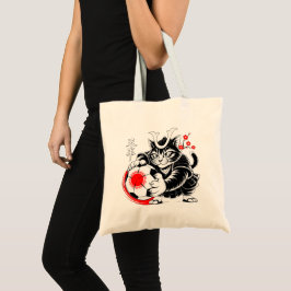 Samurai-Katze-Fußball-Einkaufstasche für den tägli Tragetasche