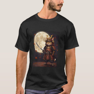 Samurai-Katze Grafik, Krieger, Vintage Japanische T-Shirt