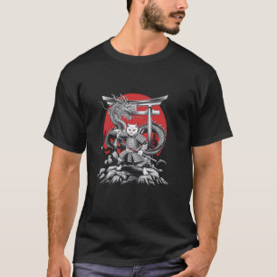 Samurai-Katze Grafik Vintage Ukiyo-e Krieger Kunst T-Shirt