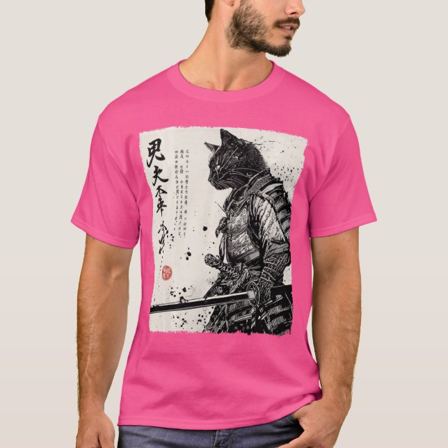 Samurai-Katze japanische Kunst Anime-Geschenke Män T-Shirt (Vorderseite)