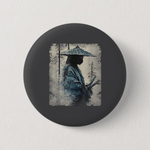 Samurai-Katze japanische Kunst Anime Männer Frauen Button