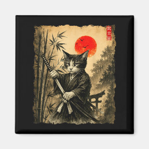 Samurai-Katze japanische Kunst Männer Jungen lusti Magnet