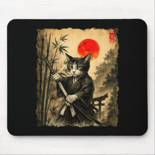 Samurai-Katze Japanische Kunst Männer Jungen Lusti Mousepad