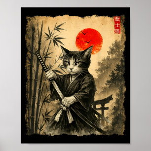 Samurai-Katze japanische Kunst Männer Jungen lusti Poster