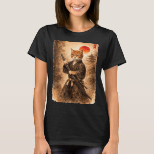 Samurai-Katze japanische Kunst Männer Jungen lusti T-Shirt