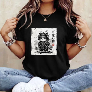 Samurai-Katze japanische Kunst Sumi-e Neuheit Kawa T-Shirt