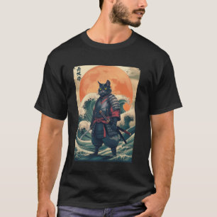 Samurai-Katze japanische Kunst Vintage-Ninja-Katze T-Shirt