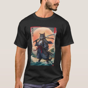Samurai-Katze japanische Kunst Vintage-Ninja-Katze T-Shirt