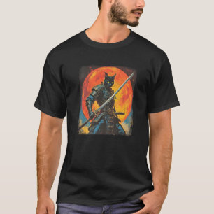 Samurai-Katze japanische Sumi-e-Kunst Kawaii lusti T-Shirt