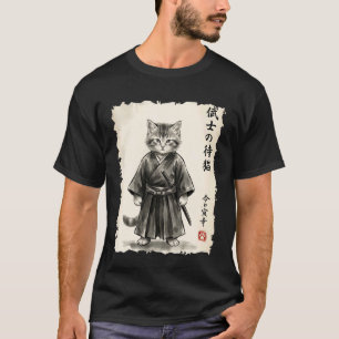 Samurai-Katze Krieger japanische Kunst Kawaii Anim T-Shirt