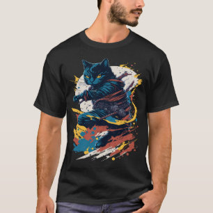 Samurai-Katze Krieger Japanischer Stil Katzenkunst T-Shirt