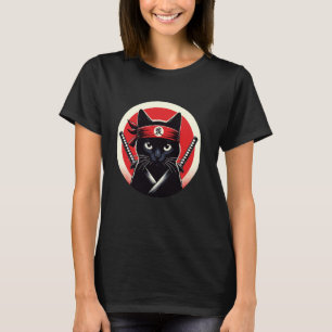 Samurai-Katze Krieger Katana Japanische Ninja-Kuns T-Shirt