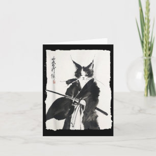 Samurai-Katze Krieger-Tinte - Japanische Kunst Kat Karte